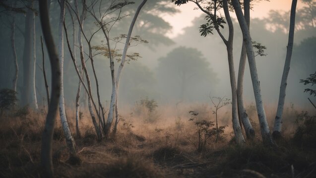 Interior of Dense Tropical Moist Broadleaf Forest, Habitat of the Bengal Tiger