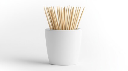 Wooden chopsticks in a white ceramic holder