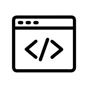 Browser with Code Symbol Representing Web Development and Programming