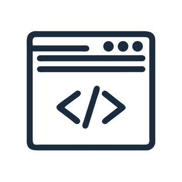 Browser with Code Symbol Representing Web Development and Programming