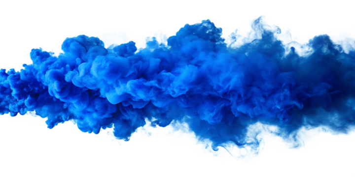 A blue smoke explosion border PNG isolated on white background.AI GENERATED