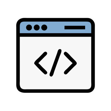 Browser with Code Symbol Representing Web Development and Programming