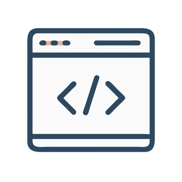 Browser with Code Symbol Representing Web Development and Programming
