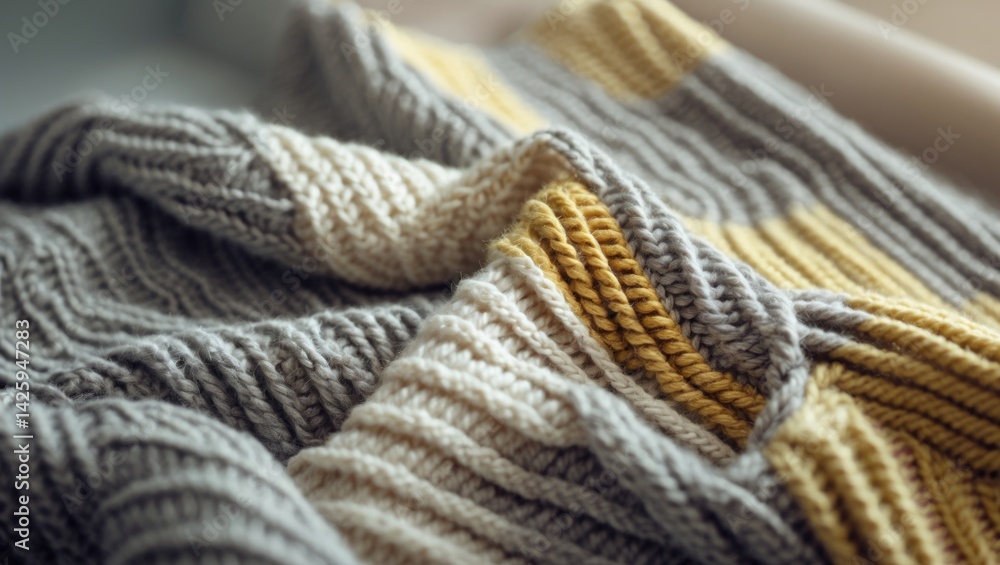 Poster warm knitted texture with a wish print background