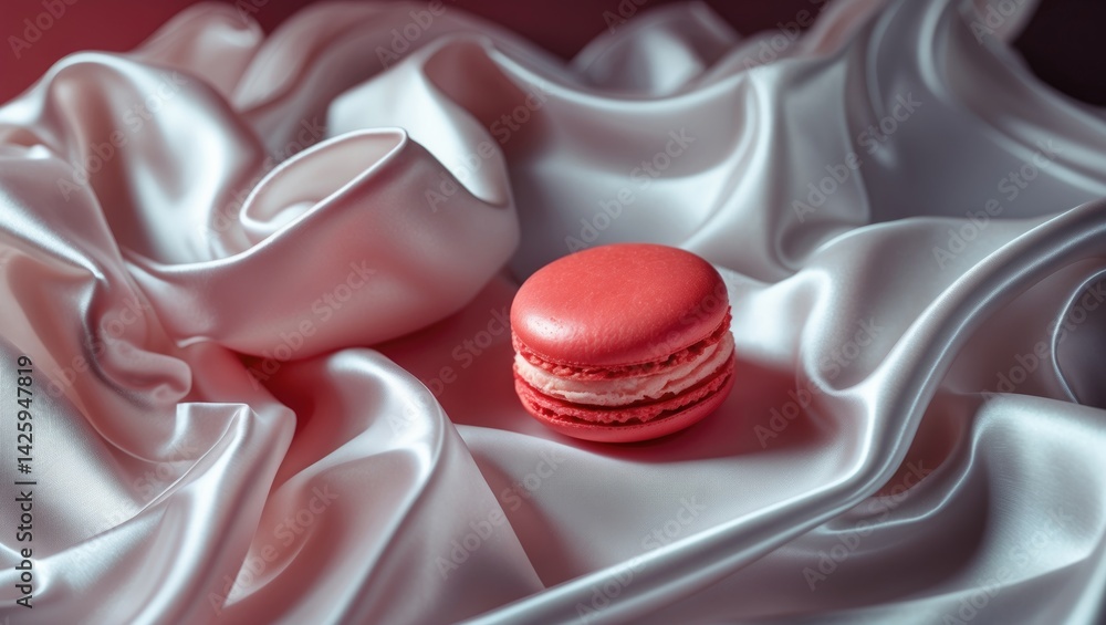Poster Creative background featuring macaroon and silk sheet in minimal style composition
