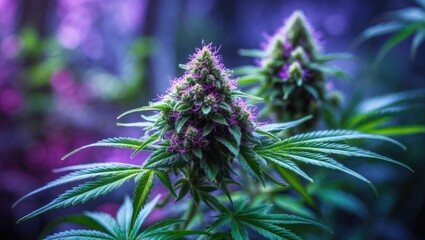 Vivid cannabis flower blooming on an indoor plant