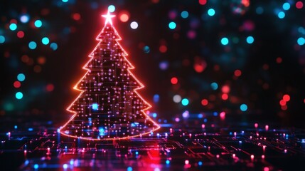 Digital Christmas tree on circuit board