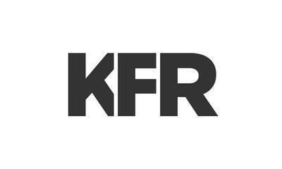 KFR logo design template with strong and modern bold text. Initial based vector logotype featuring simple and minimal typography. Trendy company identity.