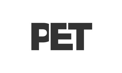 PET logo design template with strong and modern bold text. Initial based vector logotype featuring simple and minimal typography. Trendy company identity.