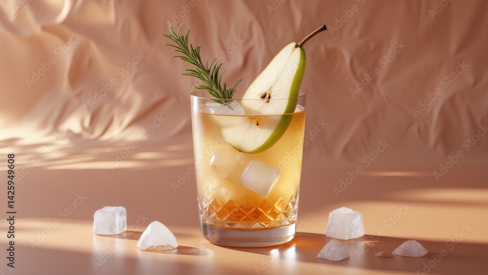 Aufkleber pear lemonade with ice served in a glass