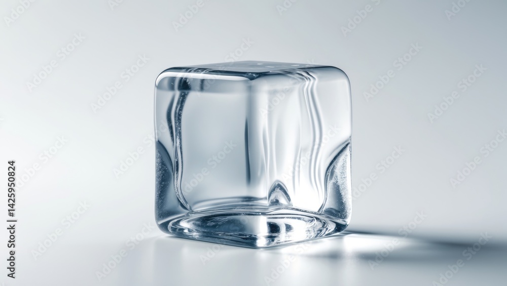 Poster close-up of a frozen ice cube on a plain background
