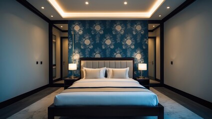 Contemporary hotel apartment interior with stylish furniture