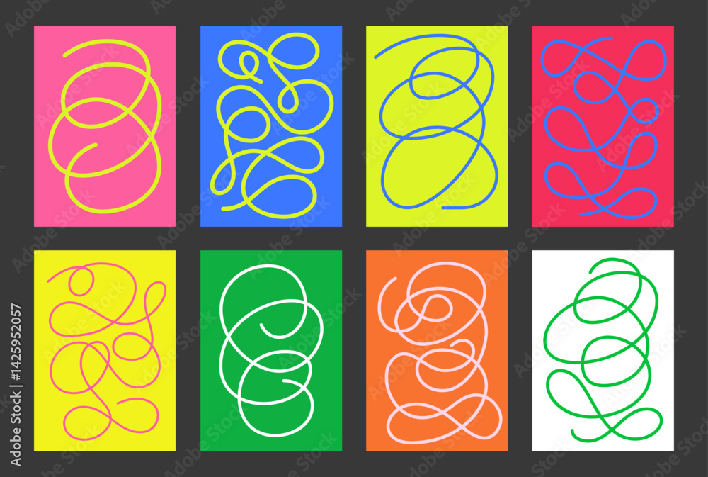 Leinwandbilder set of brushstroke abstract pattern vector designs. line art doodle abstraction geometric art textur