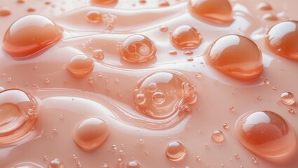 Cosmetic sample of clear gel cream with bubbles on white background