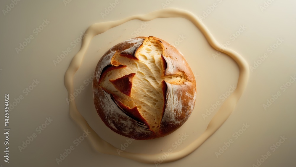 Aufkleber close-up side view of whole bread on a plain background