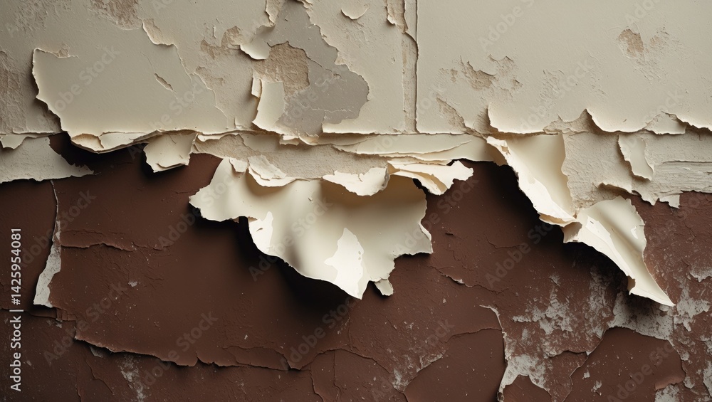 Aufkleber design element with textured abstract raw paint on a dirty wall background