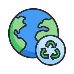 Earth with Recycle Symbol Representing Planet Preservation and Sustainability