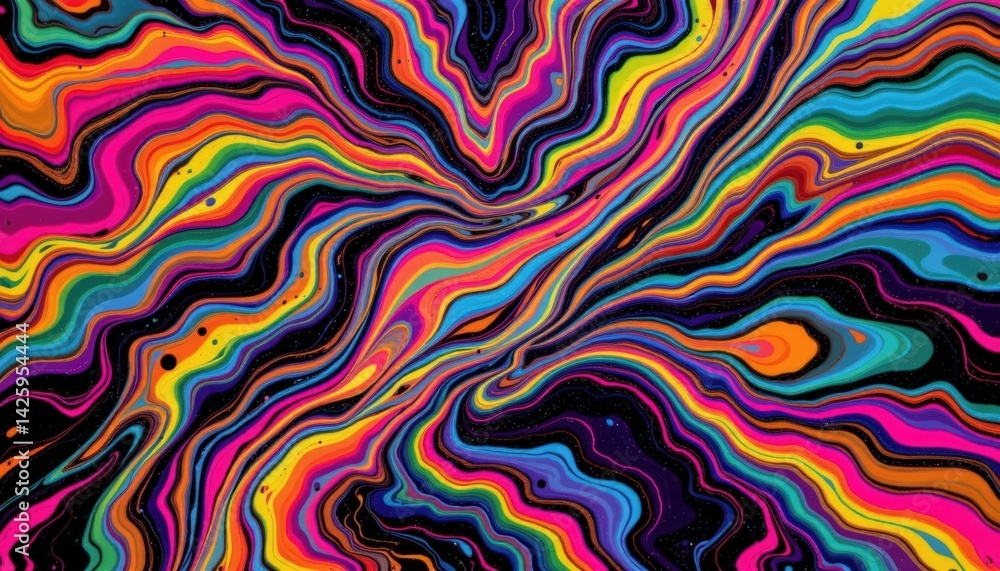 Poster abstract vibrant multicolored fluid swirling patterns with dynamic flow and intricate details creati