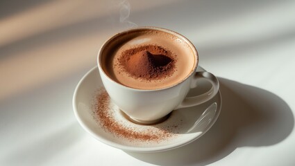 Fototapeta premium Creamy cappuccino with foam in a cup against a background
