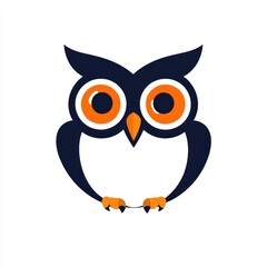 Obraz premium Cute Cartoon Owl, Simple Design, Flat Illustration, Perfect for Children's Books or Educational Materials