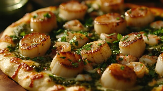 Seafood Pizza with Scallops, Calamari, and Fresh Pars