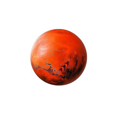 Fototapeta premium vibrant, detailed illustration of red planet, resembling Mars, with visible surface features and textures. image captures planet distinct reddish hue and intriguing surface patterns