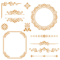 Vintage Set. Floral elements for design monograms, invitations, frames, menus and labels. Graphic design of the website, cafes, boutiques, hotels, wedding invitations.