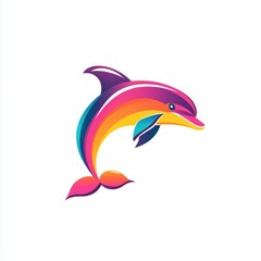 Fototapeta premium Colorful Dolphin Illustration, Abstract, Joyful, Ocean Animal, Graphic Design, Children's Book, Logo Concept, Online Content