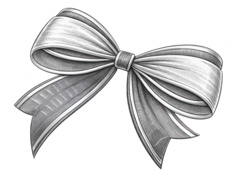 Ribbon bow sketch png black and white vector png hand-drawn ribbon png white background image