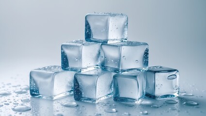 Obraz premium Isolated white ice cube rendering on abstract water background