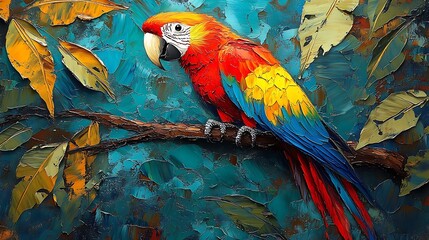 Fototapeta premium Colorful Macaw Jungle Painting Scene pictures