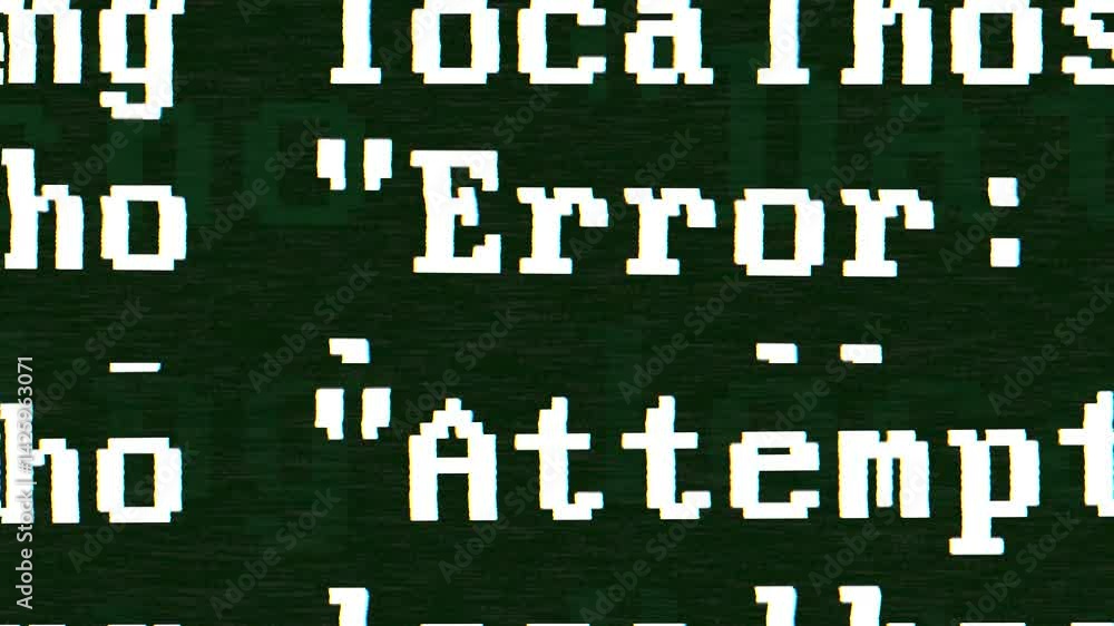 Poster close-up of computer screen glitch with system error warning animation