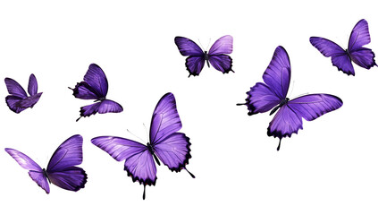 Set of  Purple butterflies flying in the air  isolated on white background PNG,AI GENERATED