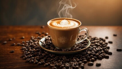 Elegant cappuccino art in afternoon light