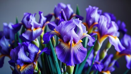 Iris flower backdrop with floral design
