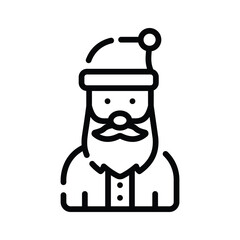 Visually appealing line icon showing santa claus wearing a beanie