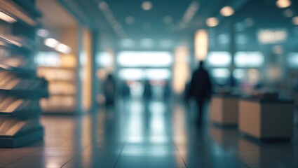 Bright indoor scene with a defocused background at a retail center