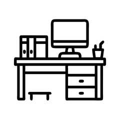  Office Desk with Computer Representing Workplace