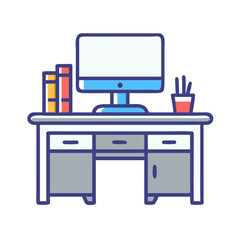  Office Desk with Computer Representing Workplace