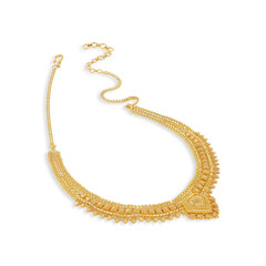 gold necklace on white background