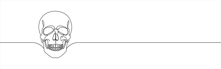 Skull continuous one line drawing. Death symbol. Vector illustration.