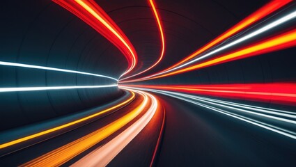 Fototapeta premium Colorful light effects featuring orange, red, yellow, and white abstract trails suitable as background or texture