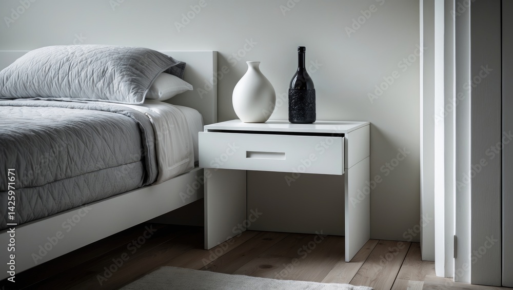 Poster sleek floating nightstand with hidden drawer blending modern design and minimalist elegance