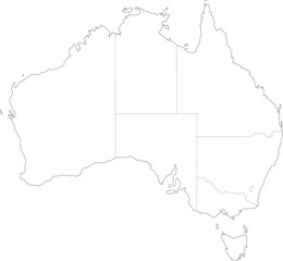 High resolution detailed map of administrative districts of Australia
