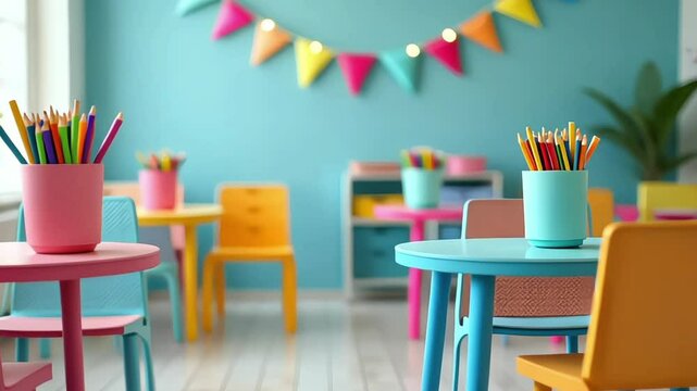 Pastel Classroom Setup – Learning & Play Concept