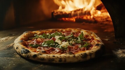 Wood-fired Pizza with Prosciutto, Arugula and Parmesan