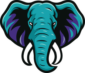 elephant cartoon isolated on white. Fierce Elephant Mascot Logo – Tribal Style Animal Head Vector.