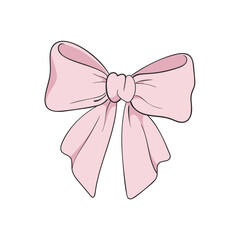 Cute Pastel Bow, gift ribbon. Bowknot hand drawn . Fashionable vector illustration. Hair accessories. Bow knos for gift wrapping. Gift bow, magic bow illustration. Celebration, party