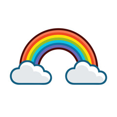 Rainbow with Clouds Icon Representing Environmental Protection