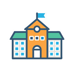  School Building Icon Representing Elementary Education